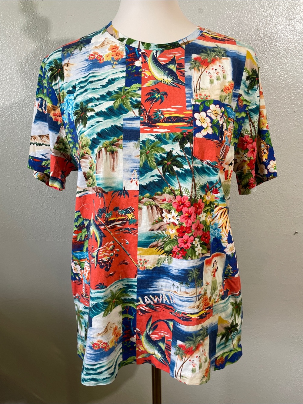 Polo Ralph Lauren Tropical Island T Shirt Multicolor Custom Slim Fit Medium M
